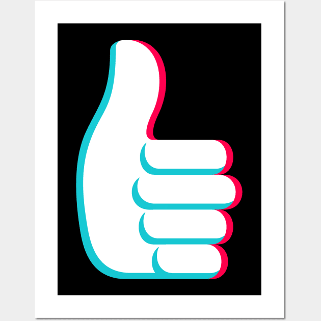 TikTok like thumbs up emoji smiley White Wall Art by ThingyDilly